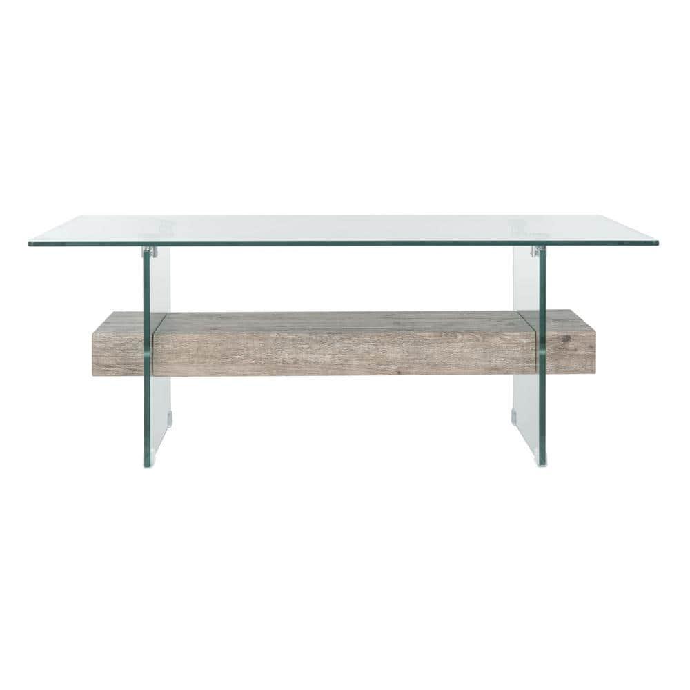 Kayley Coffee Table - Glass/Grey Oak - Safavieh