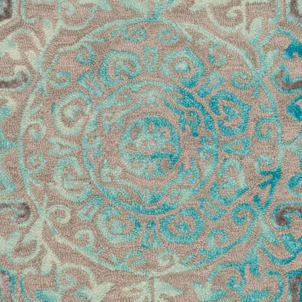 Dip Dye DDY510 Hand Tufted Indoor Accent Rug - Grey/Turquoise - 2'x3' - Safavieh