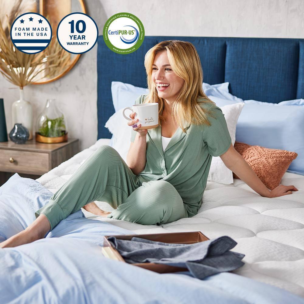 Sleep Innovations Sleep Innovations Cooling Comfort Gel Memory Foam Dual Layer Mattress Topper, 4 Inch, Pillow Top Cover