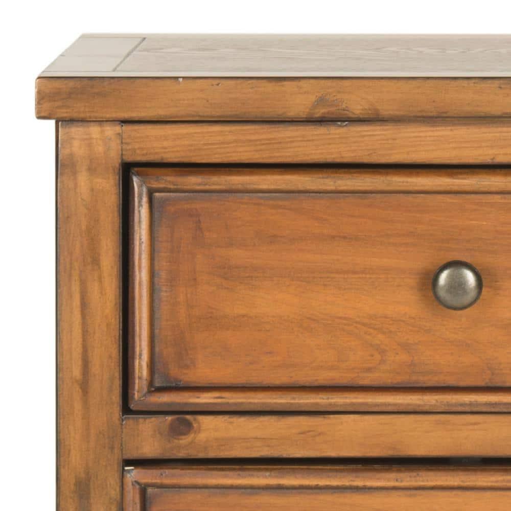 Toby Accent Table With Storage Drawers - AMH6625F - Brown - Safavieh Couture