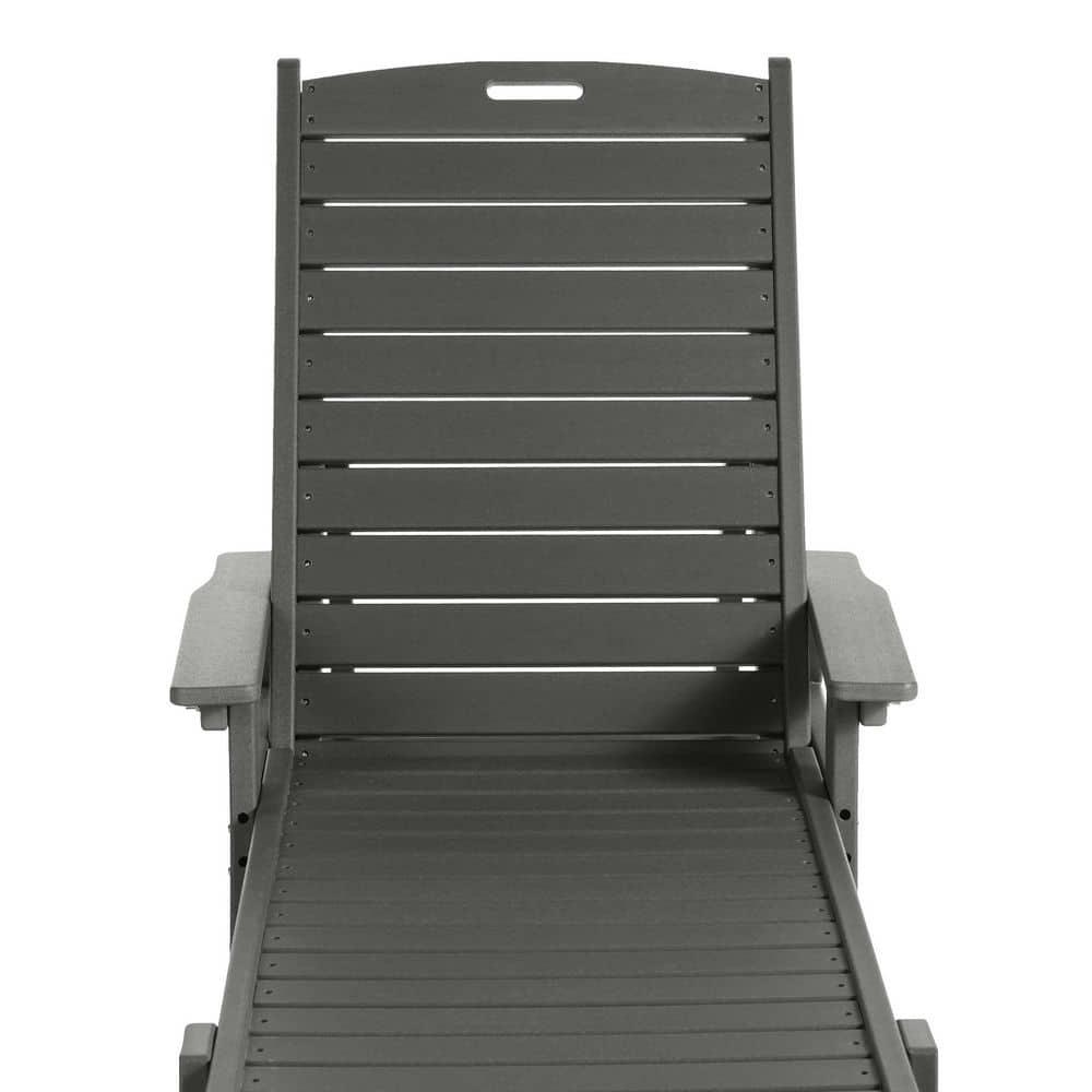 Polytrends  Laguna Hdpe All Weather Outdoor Patio Pool Reclining Chaise Lounge Gray