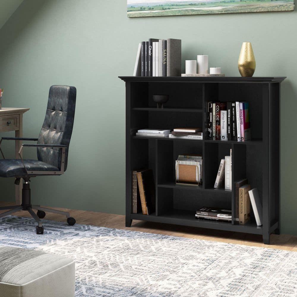 Simpli Home Amherst 44"W Solid Wood Multi Cube Bookcase with 8 Different Sized Storage Cubbies