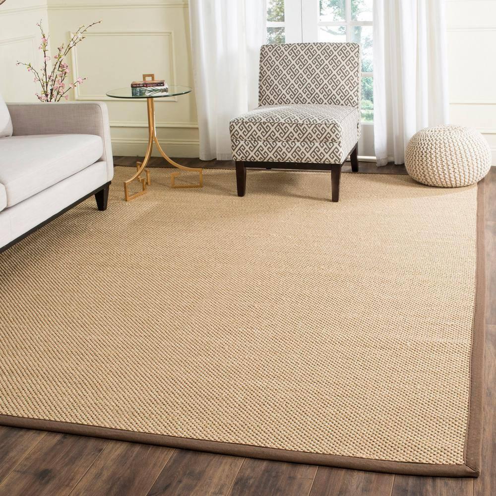 SAFAVIEH Natural Fiber Jovana Solid Area Rug, Maize/Brown, 4' x 4' Square