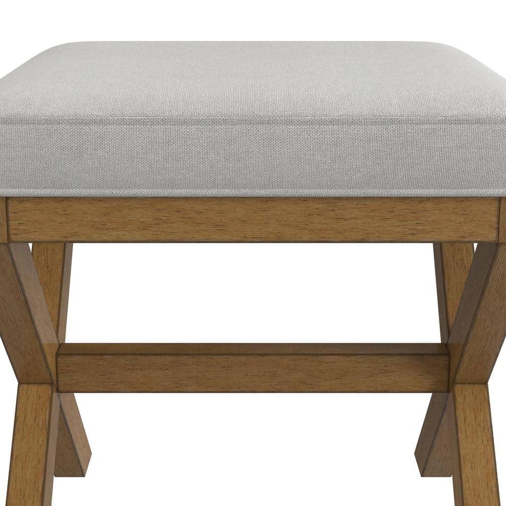 Hillsdale Furniture 18.5" Somerset Backless Wood Vanity Stool Fog: Padded Ottoman Bench, Polyester Upholstery
