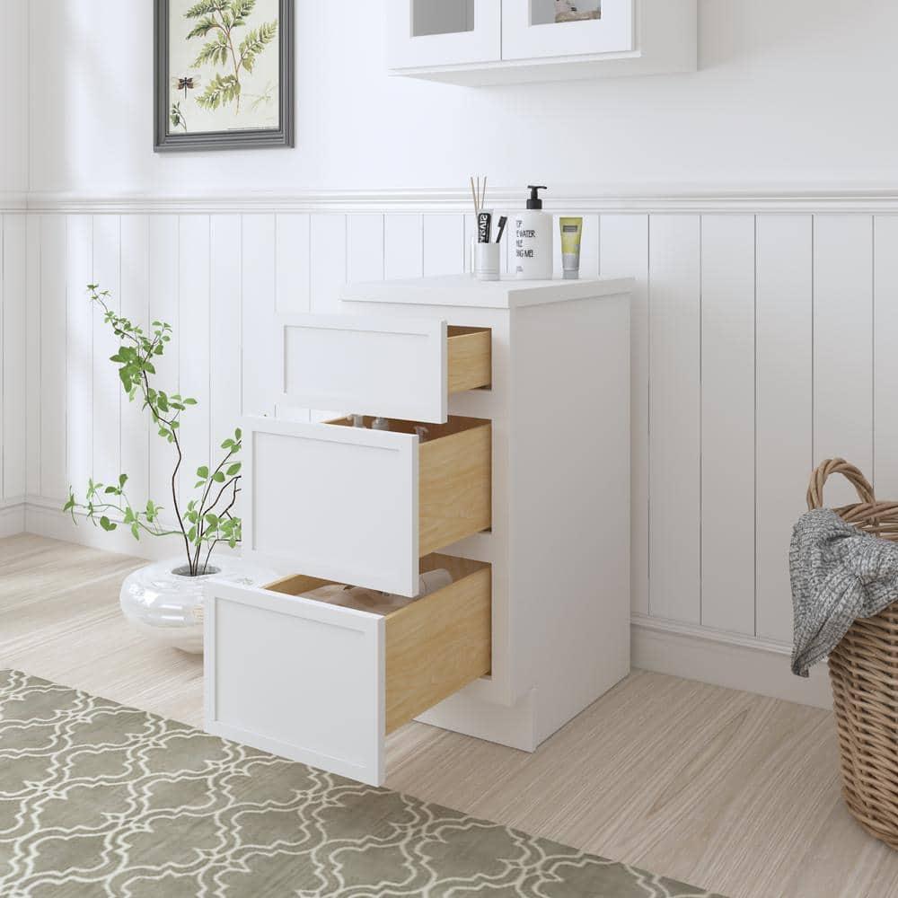 Vanity Art 15" W Birch Plywood Freestanding Single Base 3 Drawers Storage Cabinet