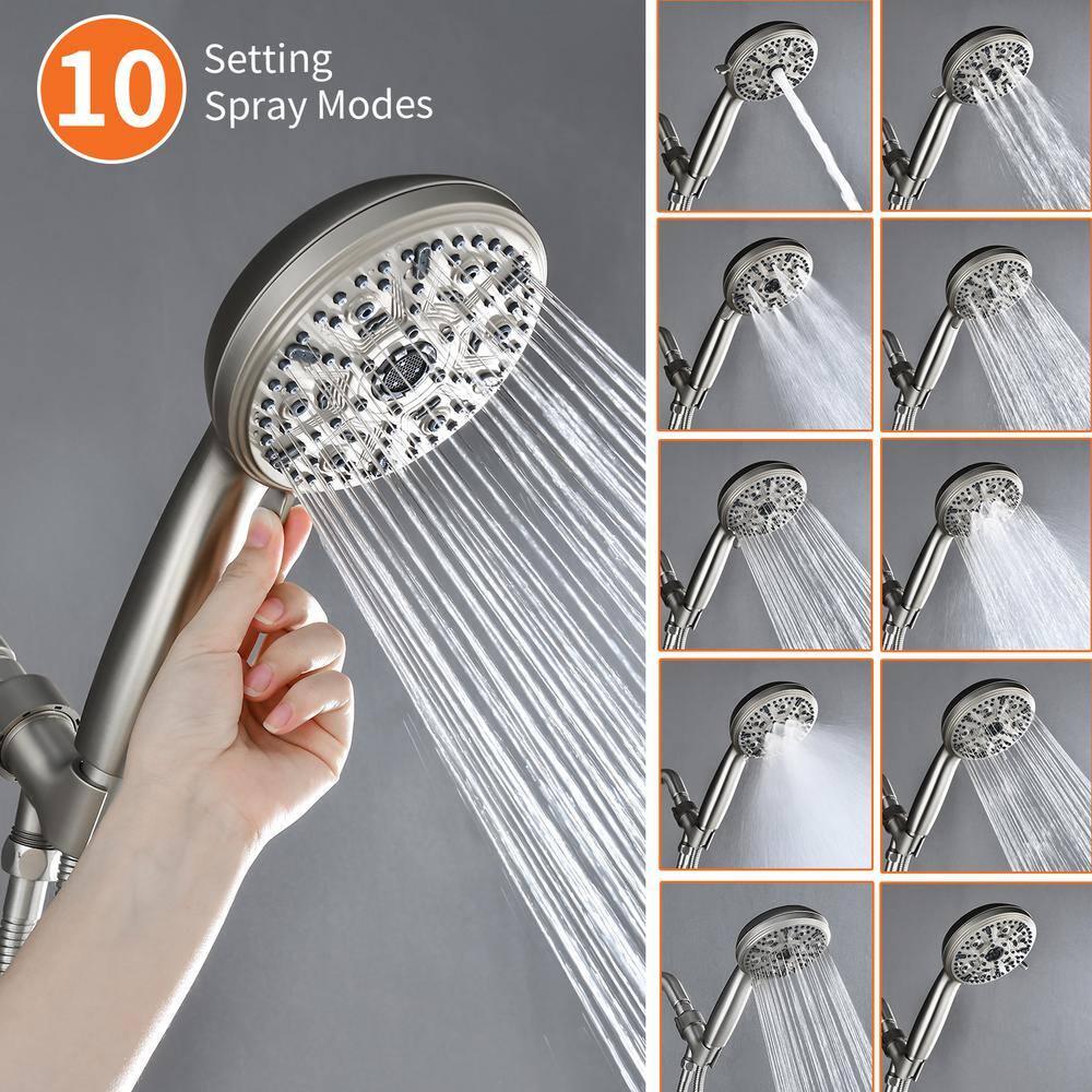 Single-Handle Shower Faucet Set Shower Kit with Valve Shower Trim Kit with 10 Spray Handheld Shower Head System Shower Valve and Trim Kit Brushed Nickel Shower Fixtures