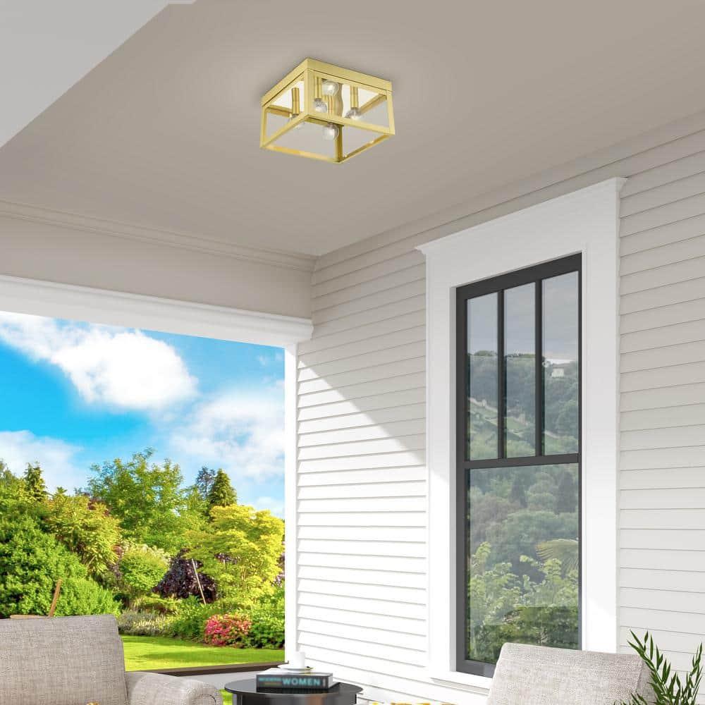 Livex Lighting Nyack 4 - Light Flush Mount in  Satin Brass