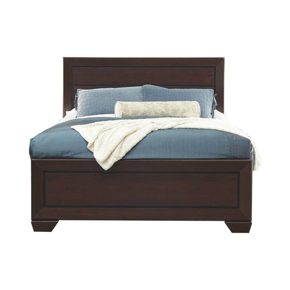 Benjara Queen Wood Panel Bedswith Headboard and Footboard, Brown