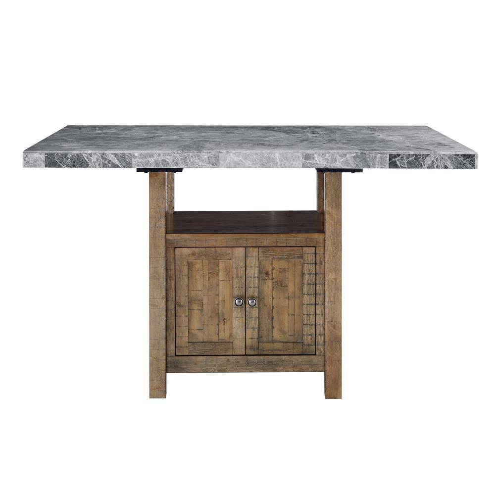 7pc Grayson Marble Counter Dining Set Gray/Driftwood - Steve Silver Co.