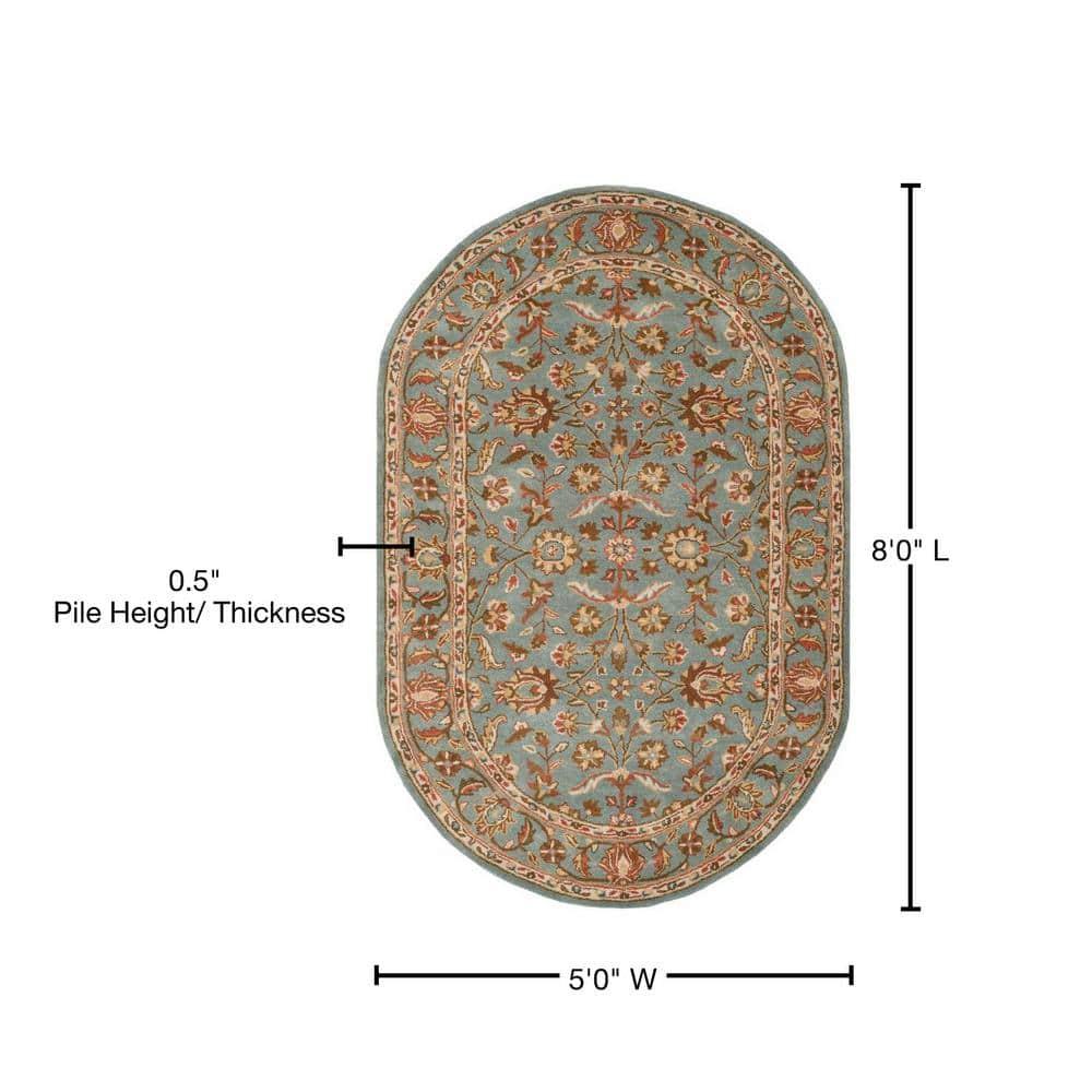 Heritage HG969 Hand Tufted Area Rug - Blue/Blue - 5'x8' Oval - Safavieh.
