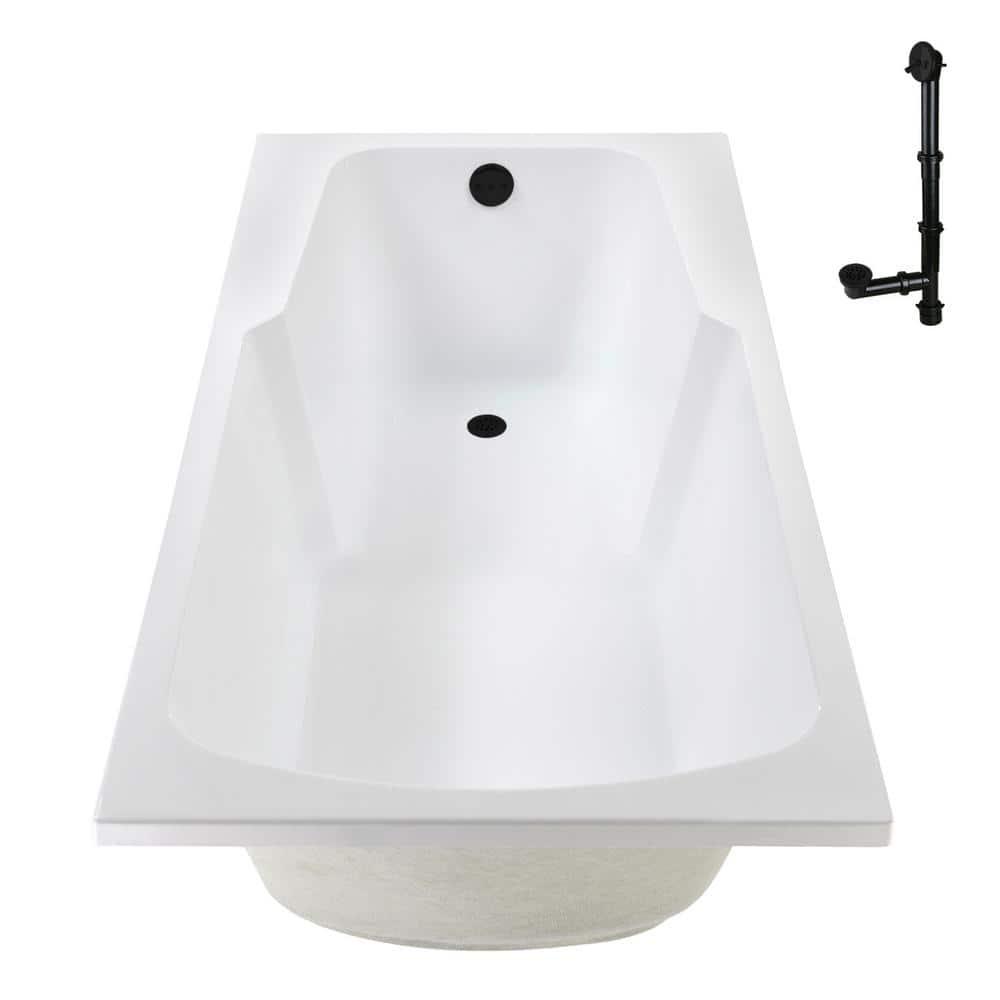 60'' x 32'' Acrylic Soaking Drop-In Bathtub, Drain Included