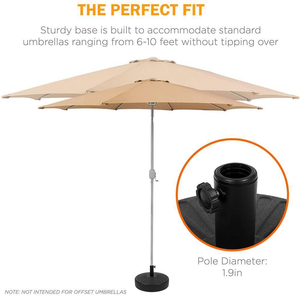 Costway 20'' Round 23L Water Filled Umbrella Base Stand Self-filled Patio Furniture Black