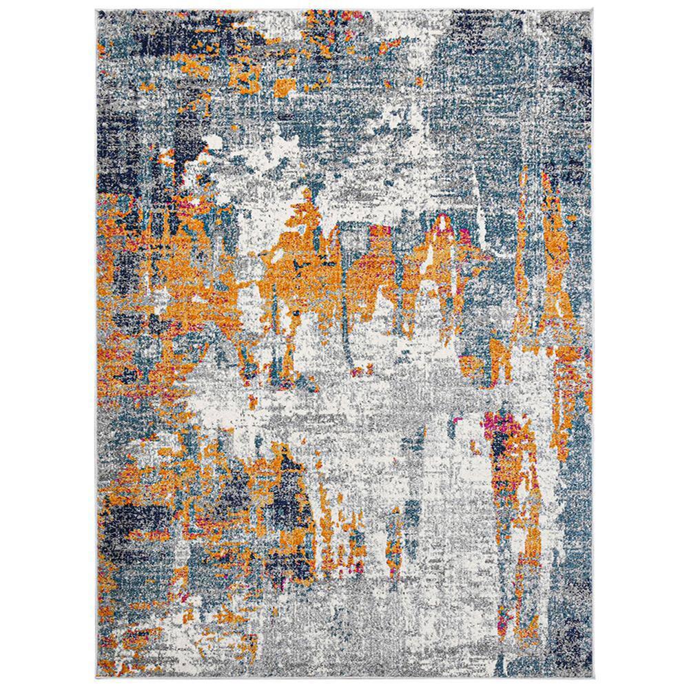 Chelsea Abstract Transitional Durable Performance Orange/Blue Area Rug