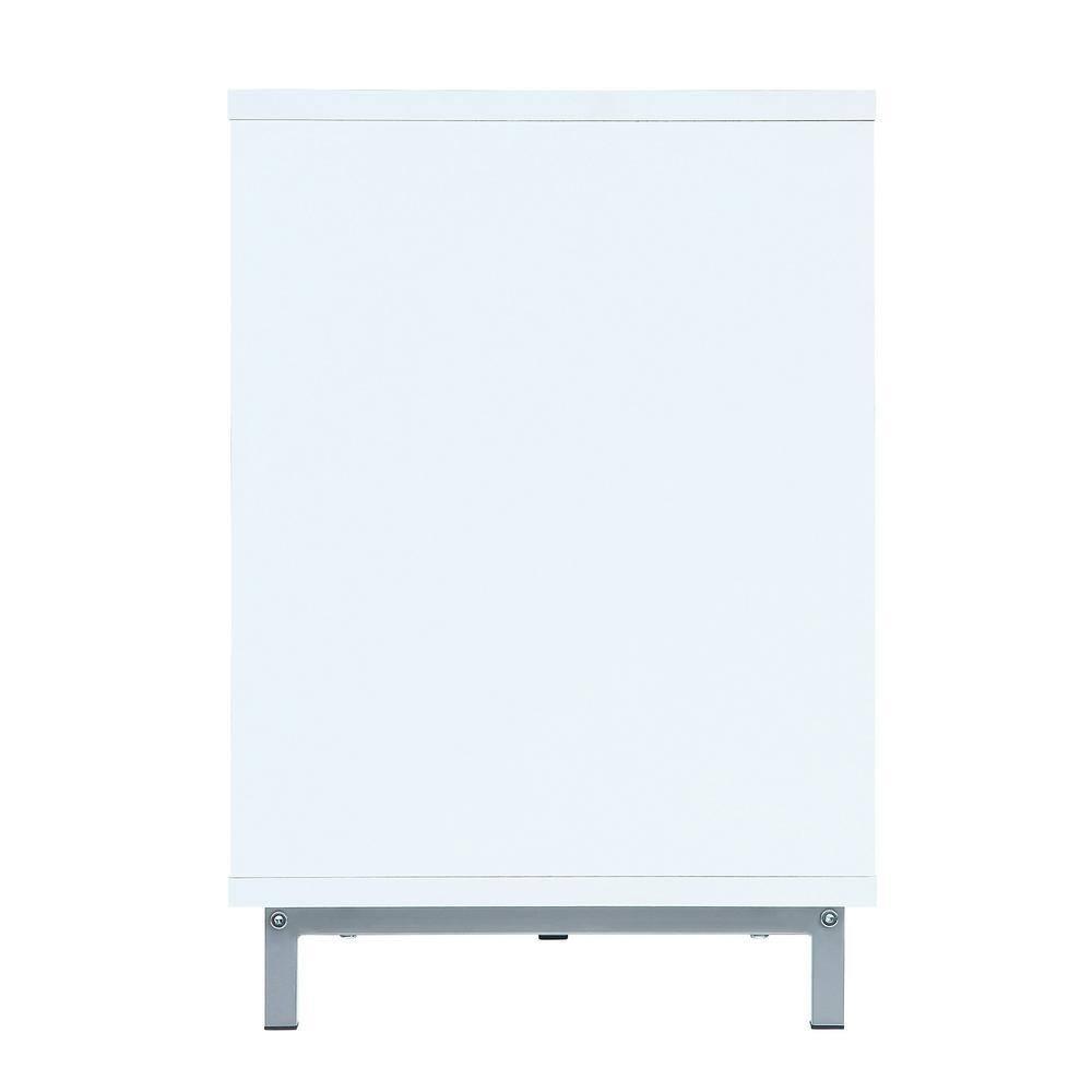 Brighton TV Stand for TVs up to 56" White - Manhattan Comfort: Modern Media Console with Open Glass Shelves & Cable Management