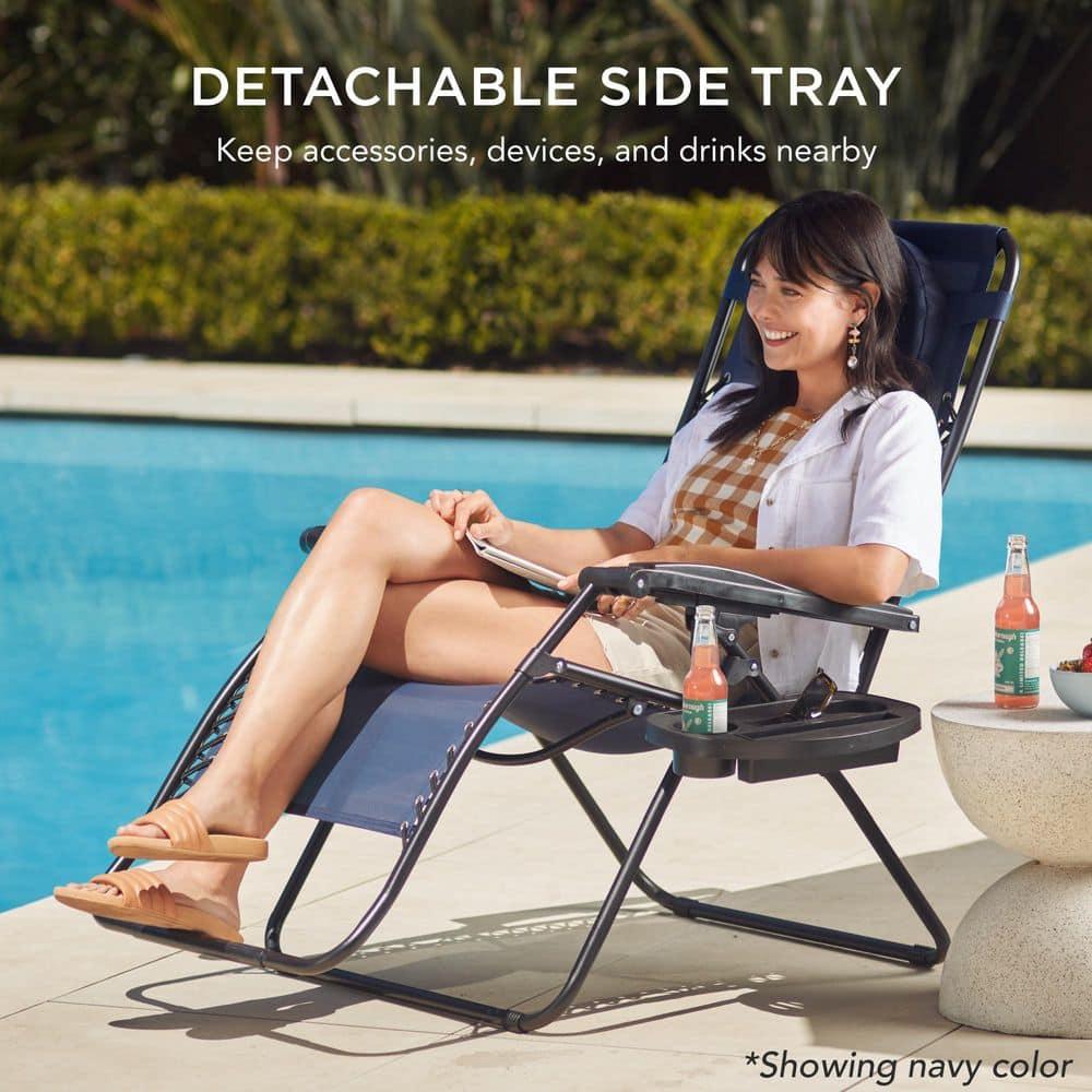 Best Choice Products Oversized Zero Gravity Chair, Folding Outdoor Patio Recliner w/ Cup Holder - Navy