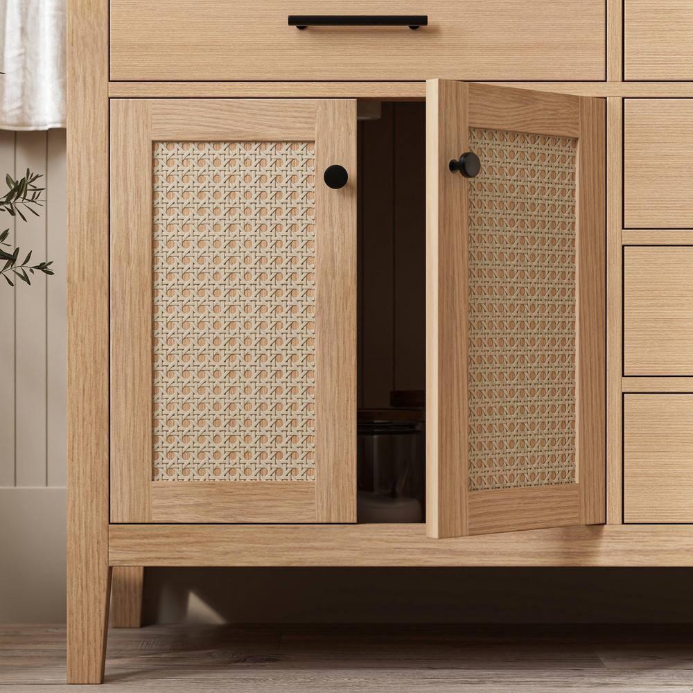 Camila 72 in. W x 22 in. D x 36 in. H Double Oval Sink Bath Vanity in White Oak with Carrara White Quartz Top
