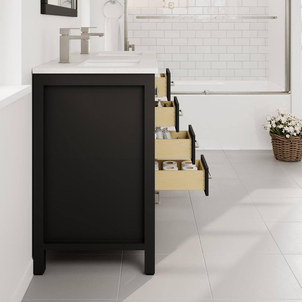 Eviva Eviva London 48"W X 18"D Double Sink Bathroom Vanity With White Carrara Quartz Countertop