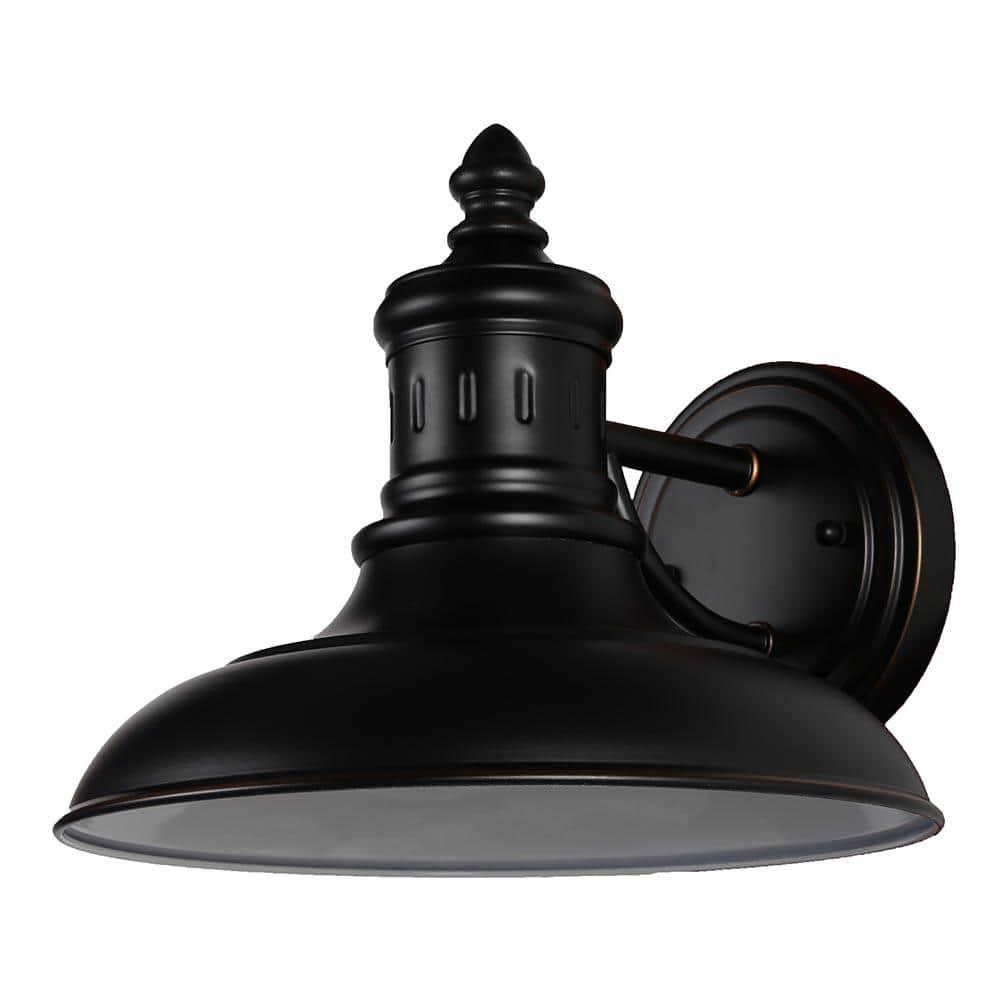 Design House 516732 Monterey Industrial Modern 1-Light Indoor/Outdoor Wall Mount with Metal Shade for Porch Entryway Barn, Oil Rubbed Bronze