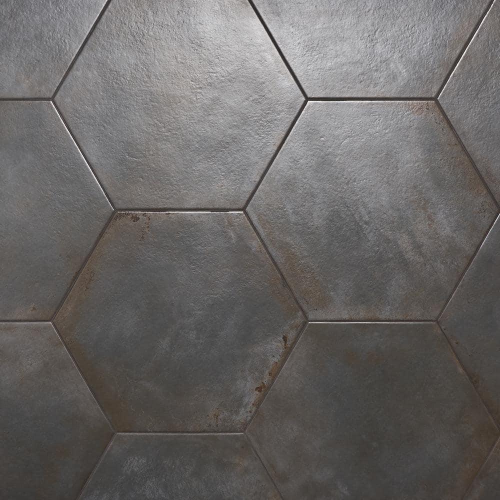 Angela Harris Fuller 20" Hex Porcelain Metallic Look Floor and Wall Tile