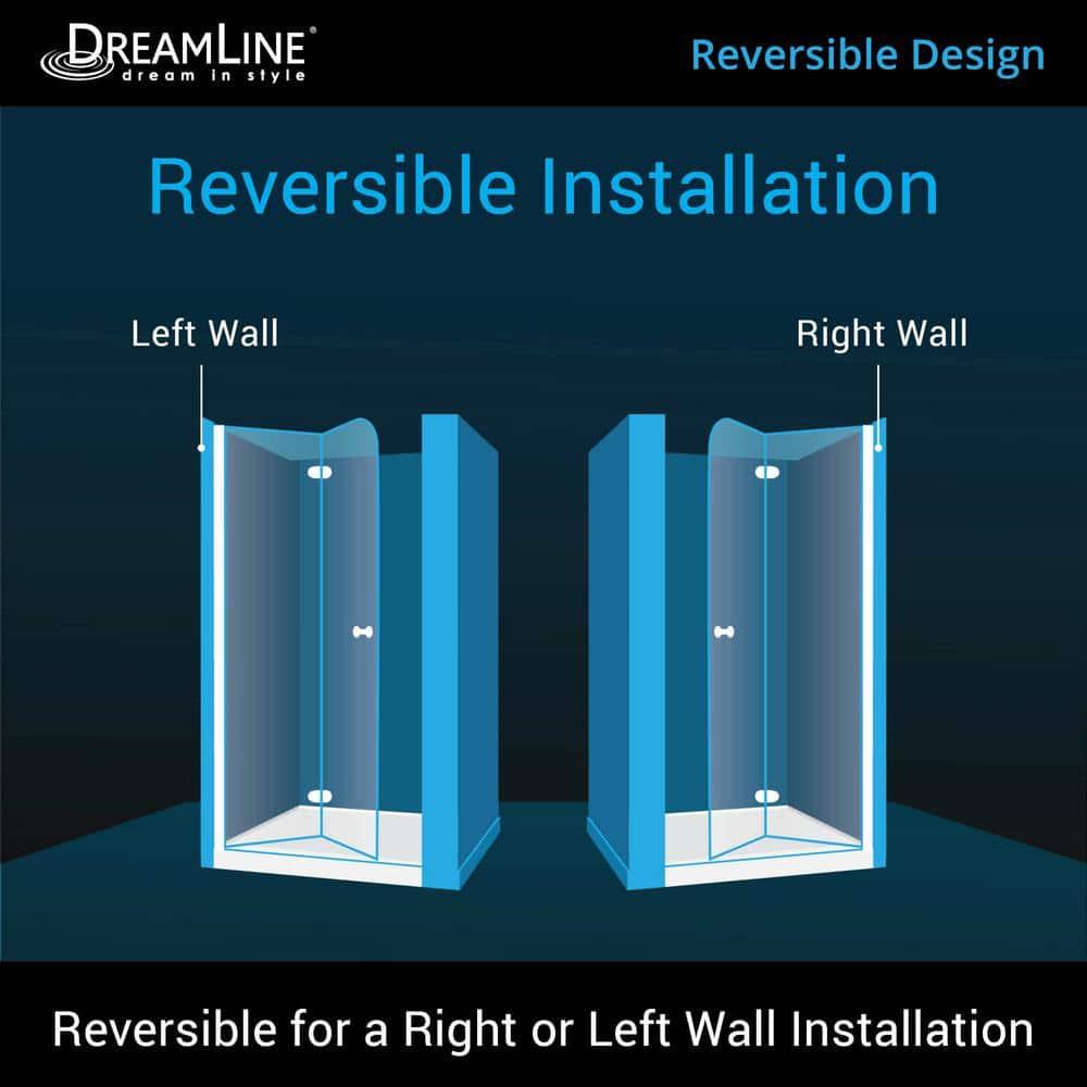 DreamLine Aqua Fold 32" W x 72" H Frameless Square Hinged Shower Enclosure with Base Included DL-6529C-88-01