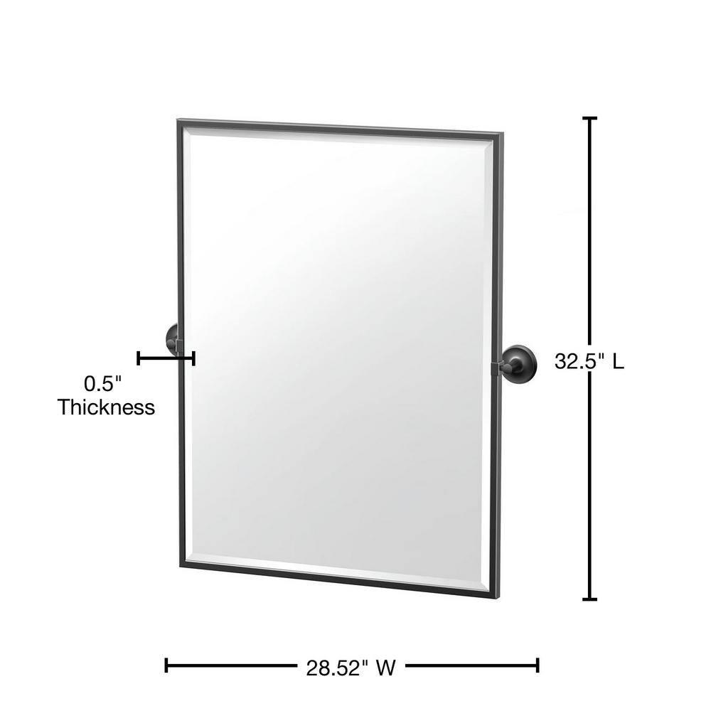 Designer II Wall Mount Framed Rectangle Mirror | Pivoting and Beveled Bathroom Mirror