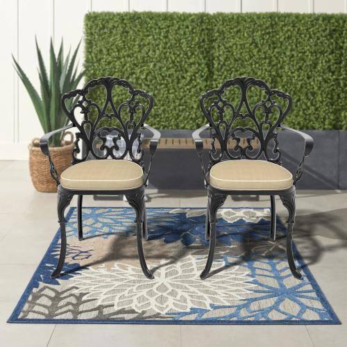 Deka Outdoor Cast Aluminum Dining Chairs, Set of 2, Shiny Copper