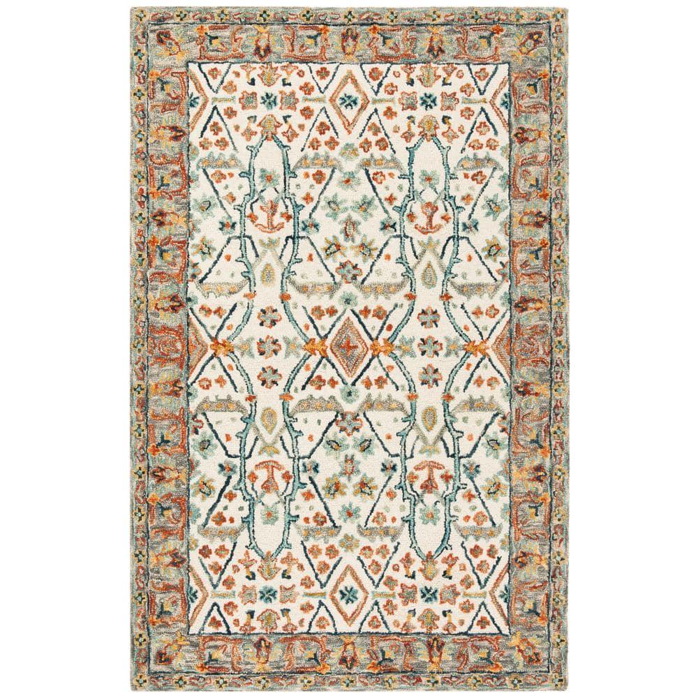 Aspen APN308 Hand Tufted Indoor Area Rug - Ivory/Blue - 4'x6' - Safavieh