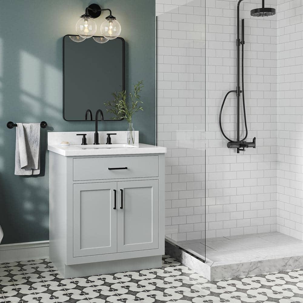 Tidworth 30.25'' Single Bathroom Vanity with Carrara Quartz Top