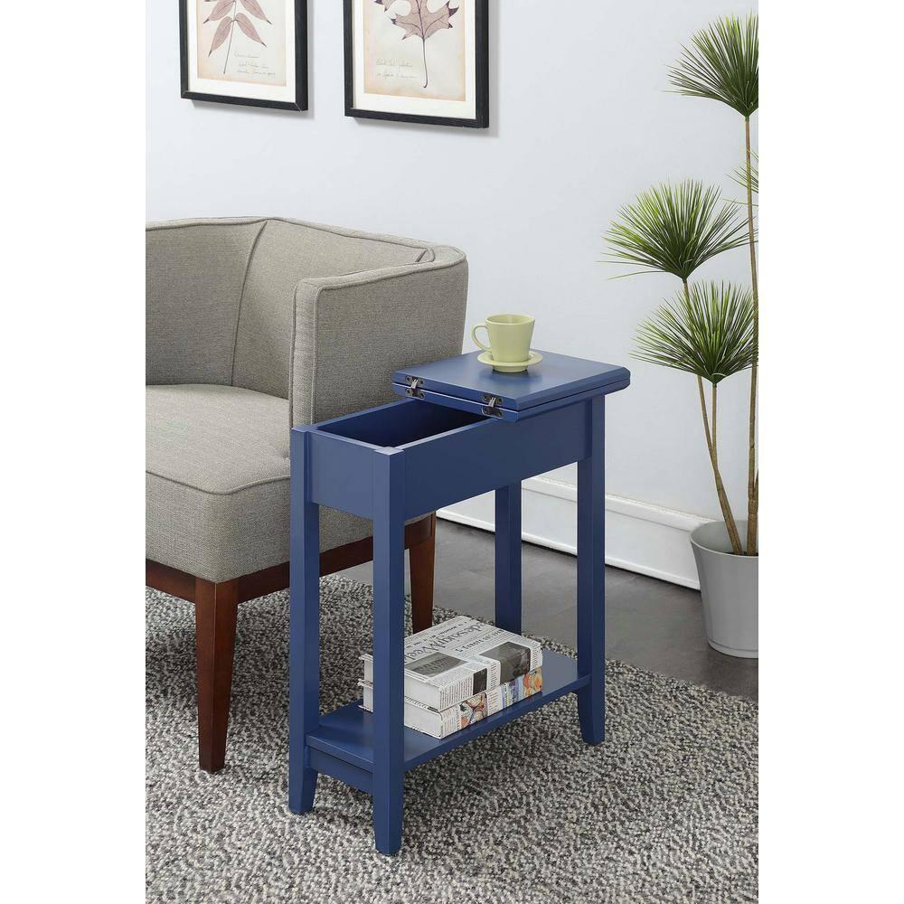 Convenience Concepts American Heritage Flip Top End Table, Cobalt Blue