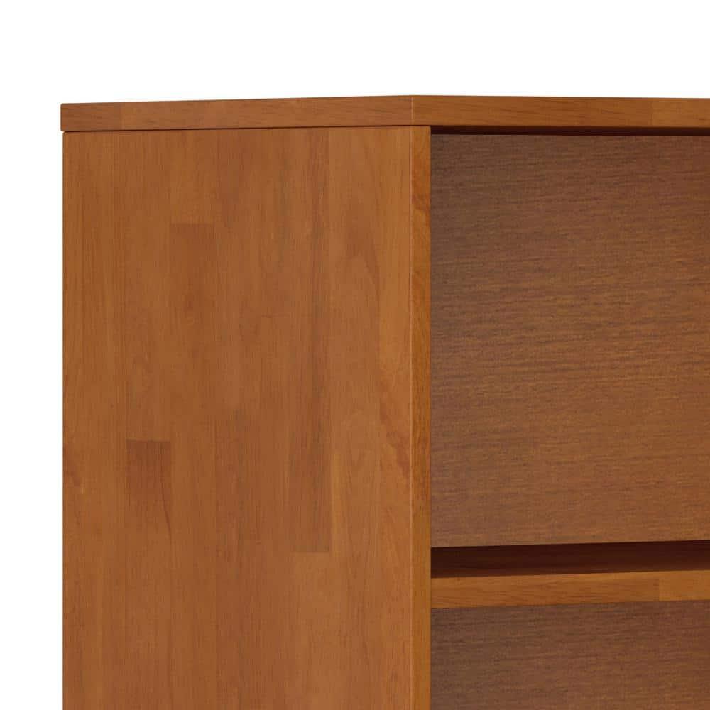 Simpli Home Harper 24"W Solid Hardwood 4 Shelf Mid-Century Modern Bookcase with Drawer and Adjustable Shelves