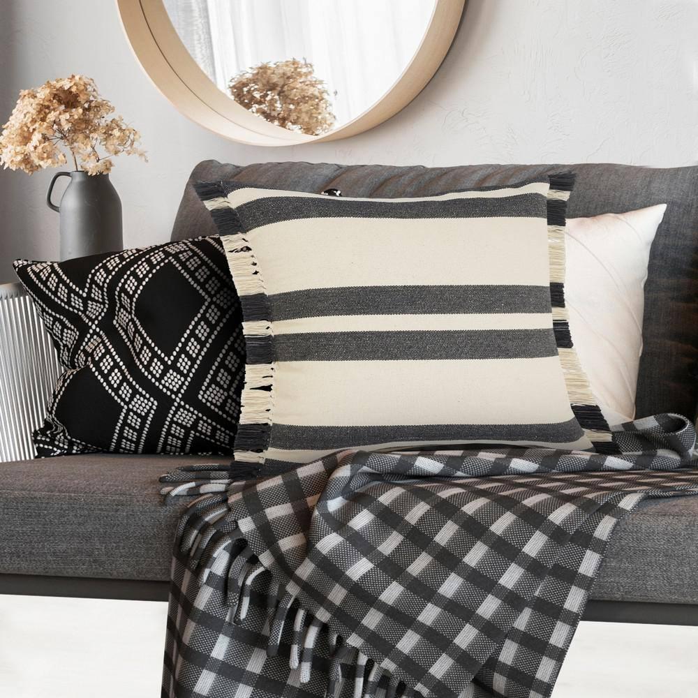 Rajani Home Roznick Fringed Cotton Throw Pillow