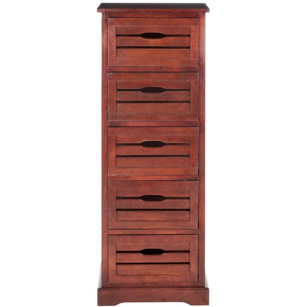 Samara 5 Drawer Cabinet - AMH5714 - Dark Cherry - Safavieh Couture