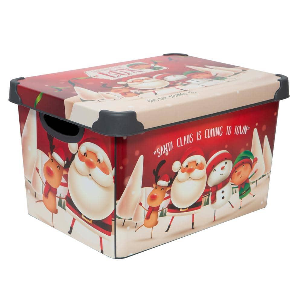 Simplify Santa Clause is Coming to Town Design Plastic Storage Tote