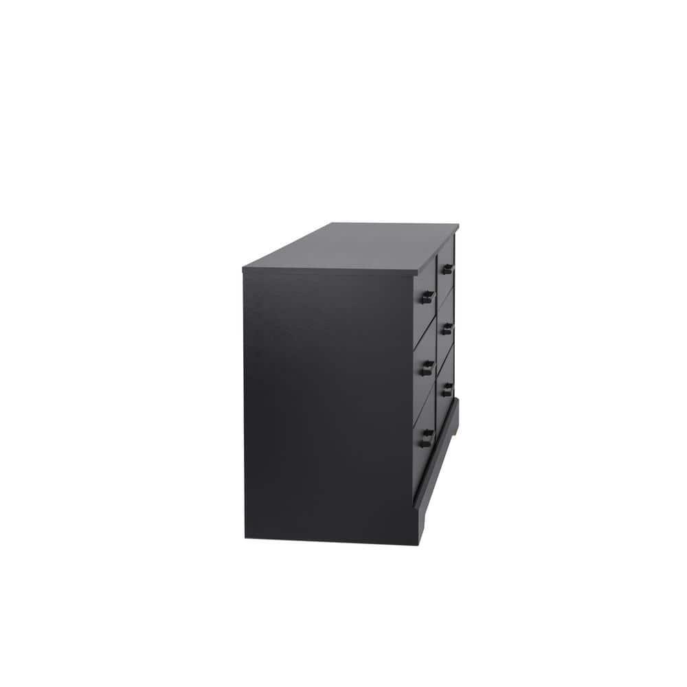 Prepac Rustic Ridge Farmhouse Black 6-Drawer Bedroom Dresser, 18.25" D x 53.25" W x 28.5" H