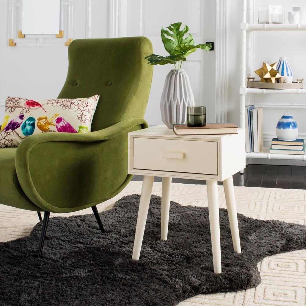Lyle 1 Drawer Side Table - Vintage White - Safavieh.