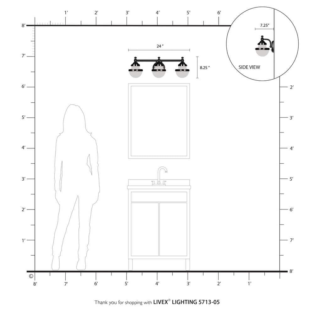 Livex Lighting Oldwick 3 - Light Vanity in  Polished Chrome