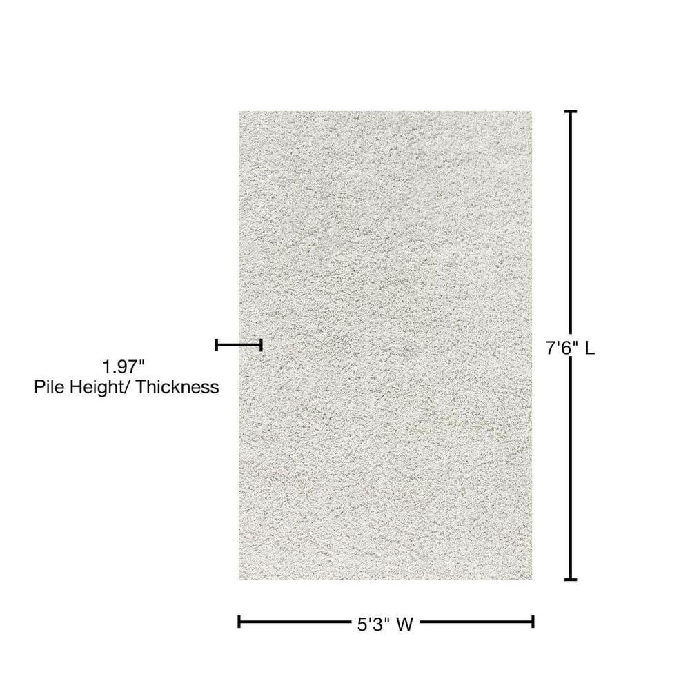 5'x8' Mercer Shag Plush Area Rug, White - JONATHAN Y