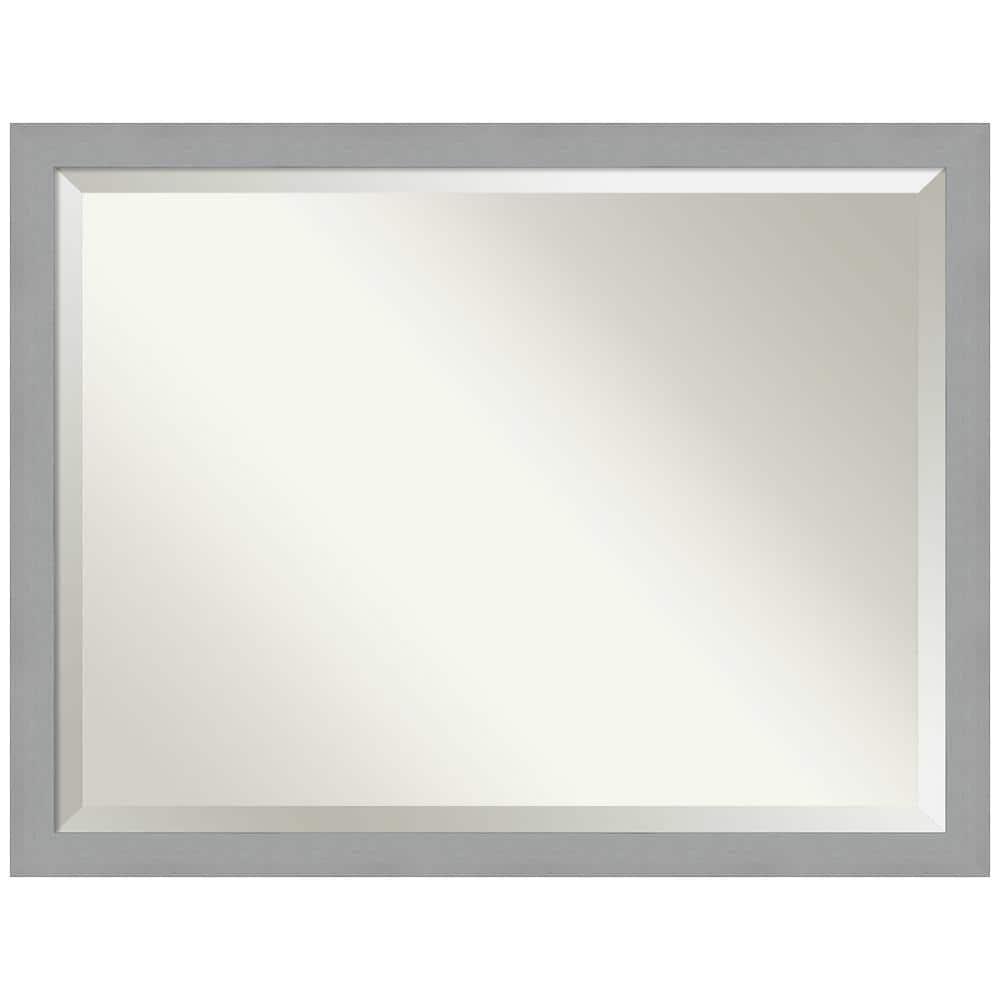 44" x 34" Brushed Nickel Framed Wall Mirror Silver - Amanti Art: Modern Rectangle, No Assembly Required