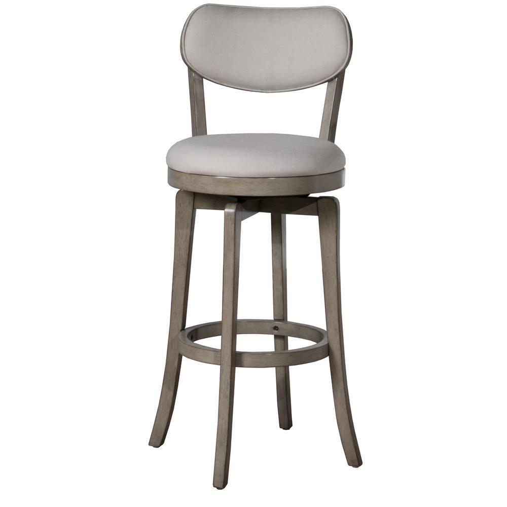 Sloan Barstool Gray - Hillsdale Furniture: Swivel, Upholstered, Aged Wood Finish, 43.5" Height