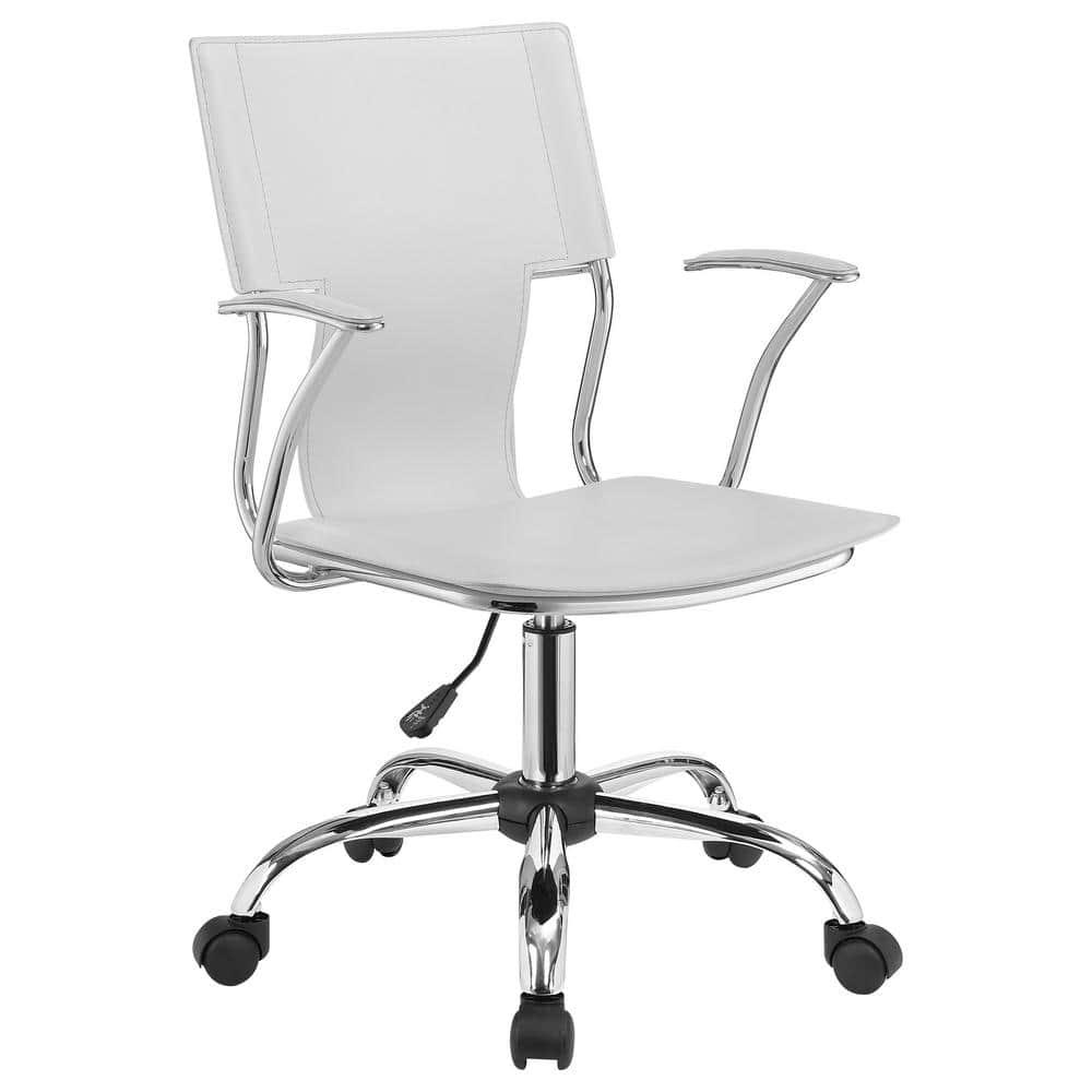 Contemporary styled mid back office chair, White/Chrome - Saltoro Sherpi