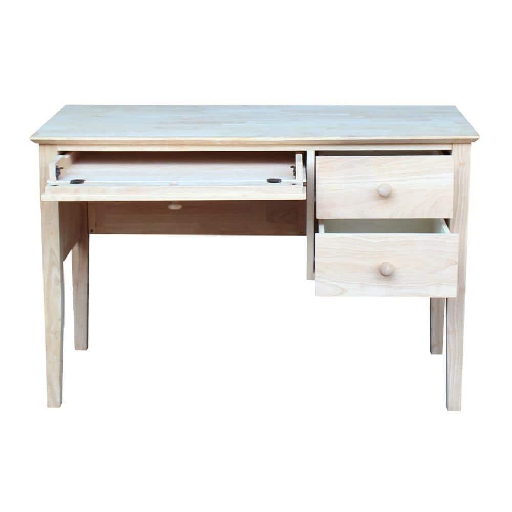 Computer Desk International Concepts: Unfinished Parawood, Brooklyn Style, Writing Desk with Drawer