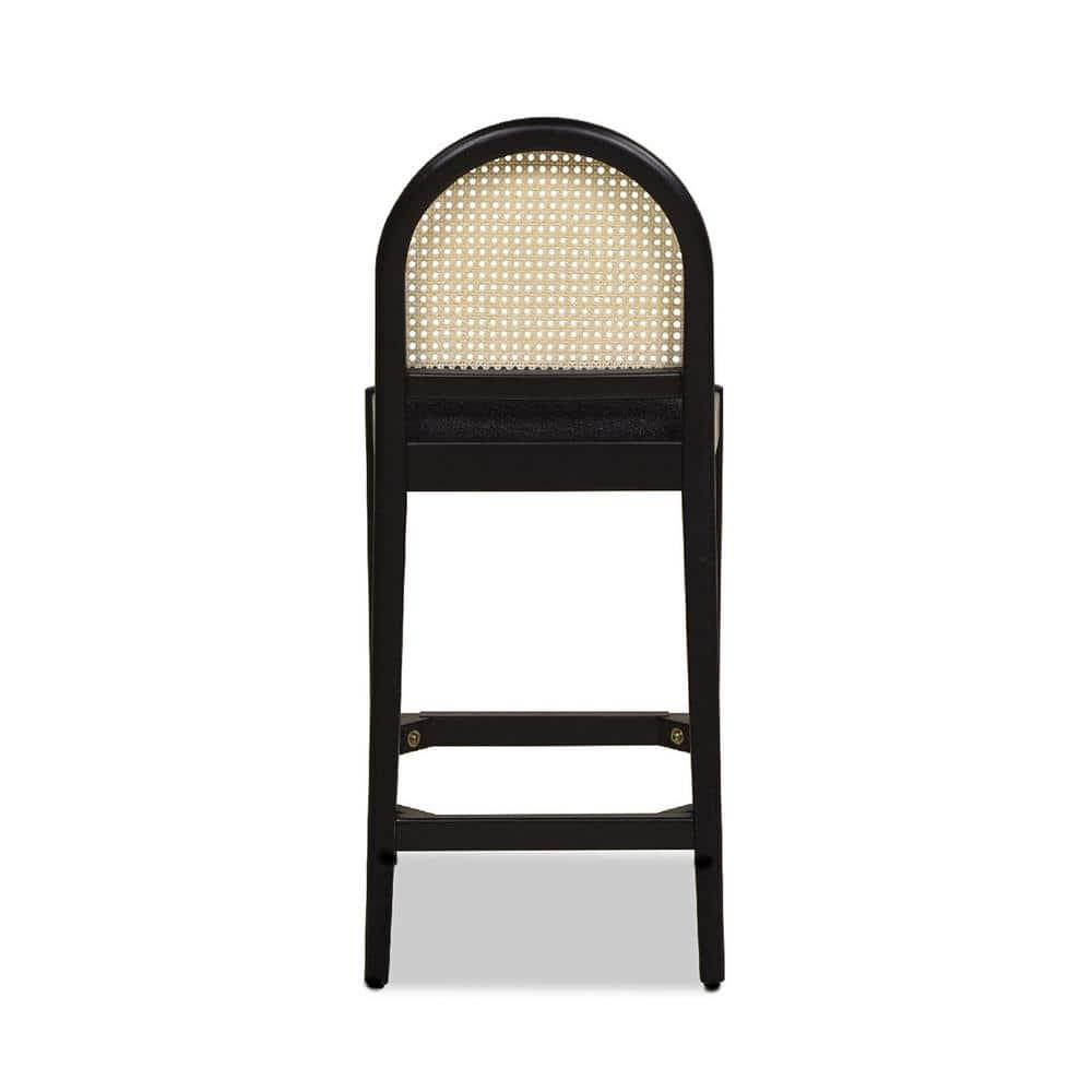 NicBex Dining Chairs Set of 2 Upholstered Chair Curved Back Cane Rattan Counter Stools, Fabric Accent for Kitchen, Bedroom, Black