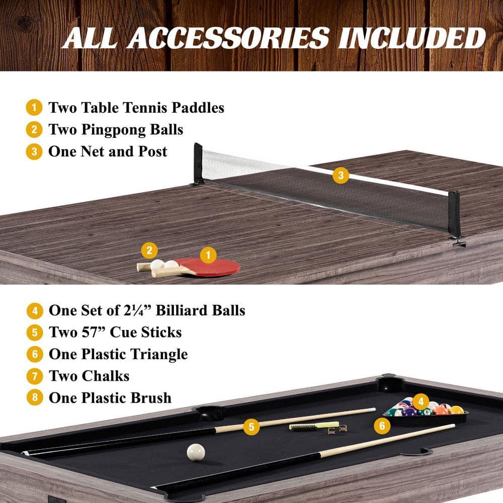 Barrington Billiards Monteray 7’ Pool Table, 3-in-1 with Dining Top & Rolling Storage Caddy