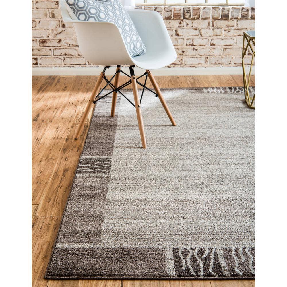 Unique Loom Del Mar Collection Area Rug - Sarah (9' x 12' Rectangle Dark Beige/Brown)