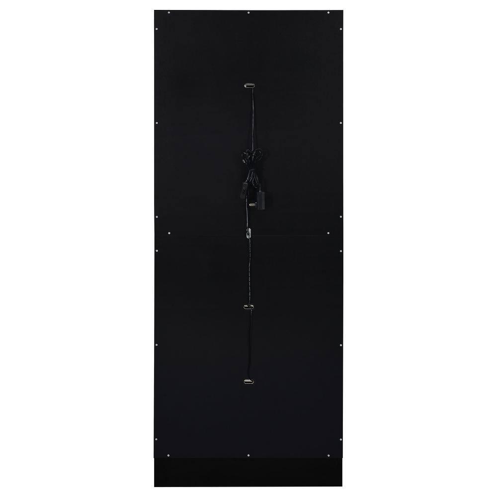 Coaster Cabra Modern Wood Curio Cabinet with Glass Shelves and LED Lighting Black High Gloss