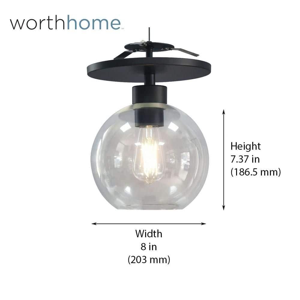 - Semi Flush Conversion Kit - Matte Black with Clear Glass Globe Shade - for Low & Tall Ceilings - Recessed Light Conversion Kit for E26 Recessed Mounted Cans