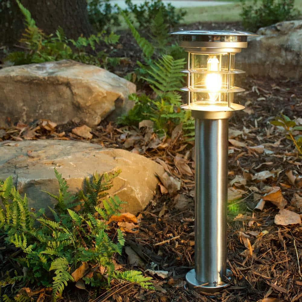 Gama Sonic Stainless Steel Solar Bollard Lamp with EZ Anchor