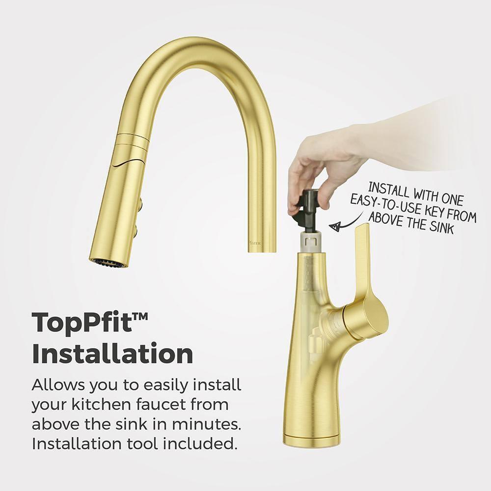 Ceylon Single Handle Culinary Pull Down Sprayer Kitchen Faucet in Brushed Gold