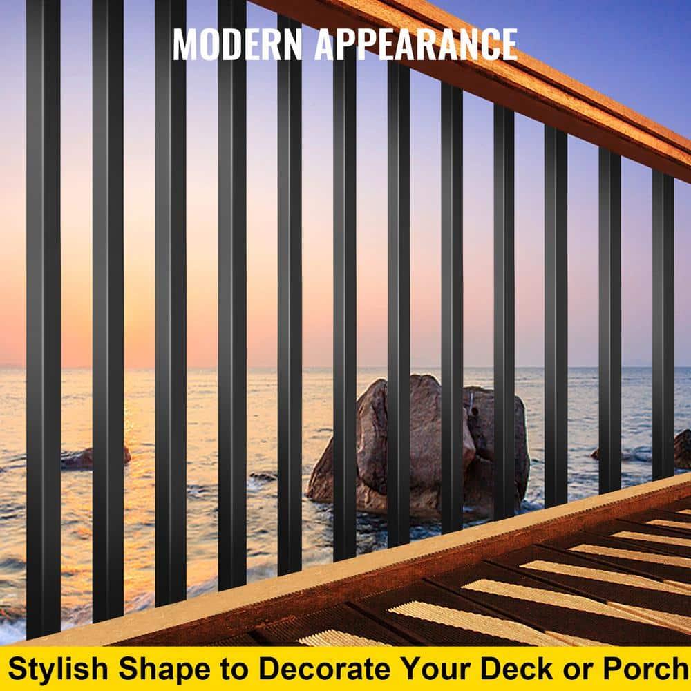 KFFKFF Aluminum Alloy Deck Railing for Wood and Composite Deck, Square Baluster for Outdoor Stair Deck Porch Deck Balusters, 101 Pack Metal Deck Spindles, 32"x0.8" Staircase Baluster with Screws