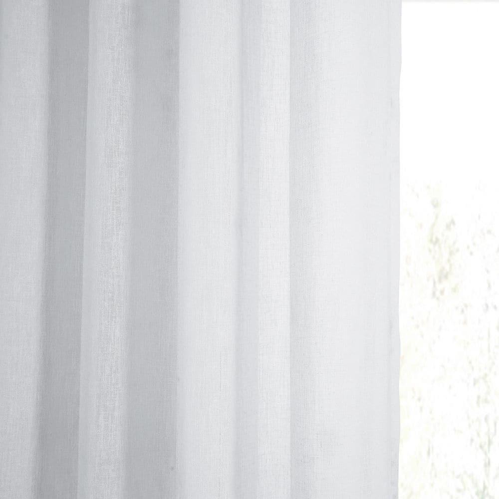 Aspen White Grommet Solid Faux Linen Sheer Curtain (1 Panel), Aspen White, 50W X 96L